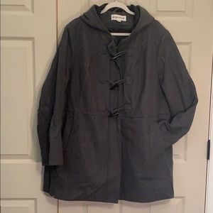 Ava & Viv Gray Wool Coat with Hood and Zipper